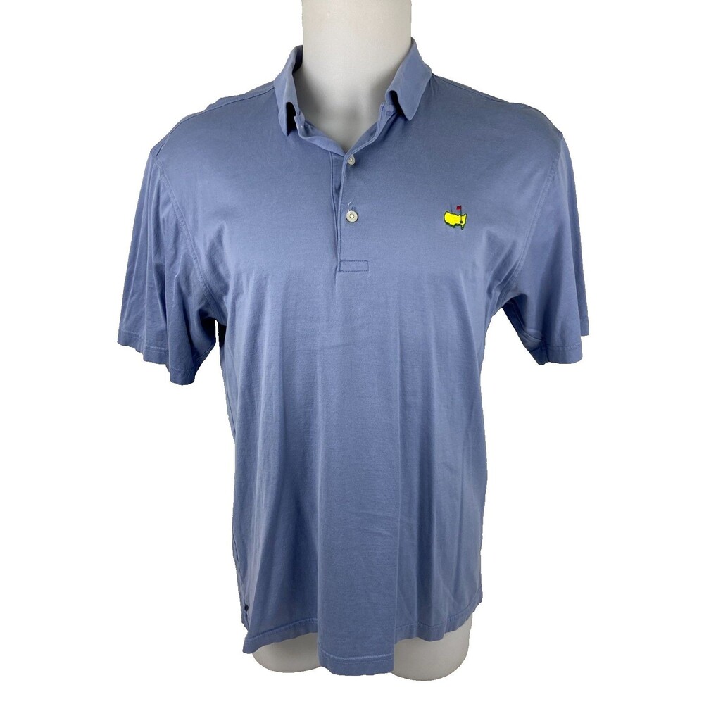 Amen Corner Men Medium Blue Polo Shirt Augusta Golf Embroidered Logo